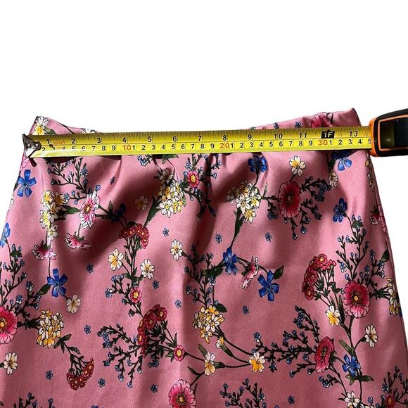 Forgotten Grace Satin Midi Skirt Pink Mauve Floral Print Size M - Picture 3 of 7